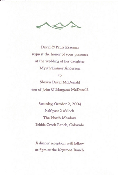 Invitation (outside, inside blank)